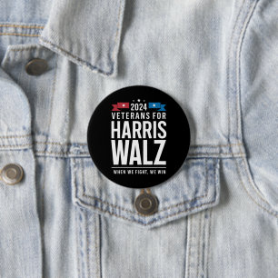 Veteranen Voor Harris Walz 2024 Presidentieel Ronde Button 7,6 Cm