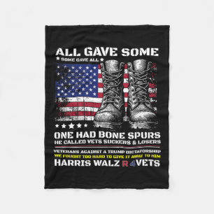 Veteranen voor Harris Wheimer 2024 Militaire diere Fleece Deken