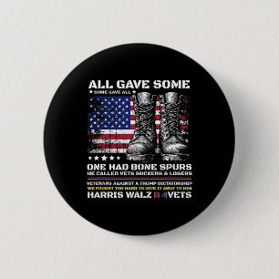 Veteranen voor Harris Wheimer 2024 Militaire diere Ronde Button 5,7 Cm