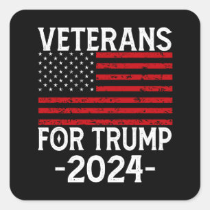 Veteranen voor Trump 2024 Pro Trump Vierkante Sticker