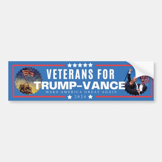 Veteranen voor Trump Vance 2024 Bumpersticker (Voorkant)