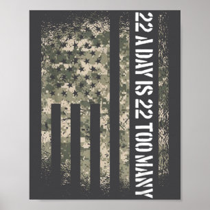 Veteranen Zelfmoord Bewustzijn VS Vlag 22 Per Dag Poster