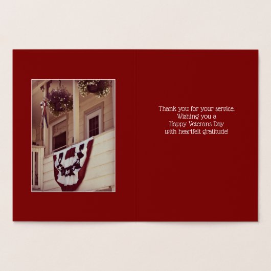 Veteranendag Bedankt Gold Foil Kaart (Binnen)