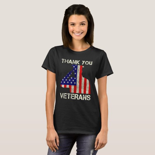 Veteranendag Dank u veteranen voor het patriottisc T-shirt (Voorkant volledig)