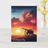 Veteranendag, oorlogskanon en Amerikaanse vlag Kaart (Gele Bloem)