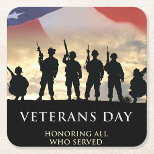 Veteranendag Verenigde Staten Vierkante Kartonnen Onderzetter