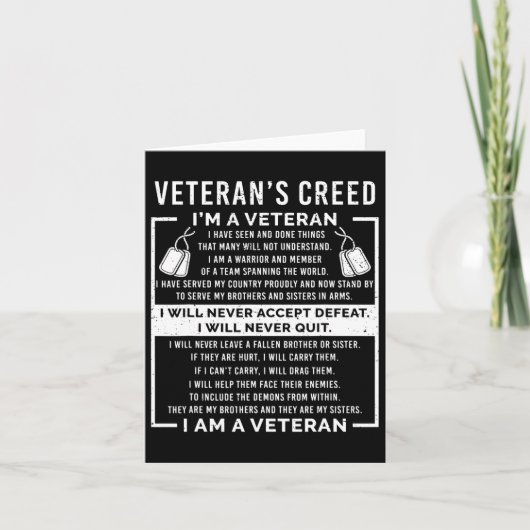 Veteran's Creed Patriot War Usa Oath Grandpa Kaart (Voorkant)