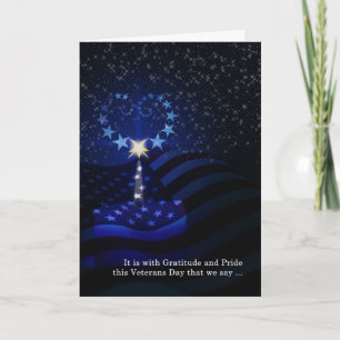 Veterans Dag Amerikaanse vlag Kaars en Star Heart Kaart