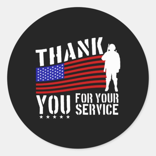 Veterans Dag Dank u voor uw service Ronde Sticker (Voorkant)