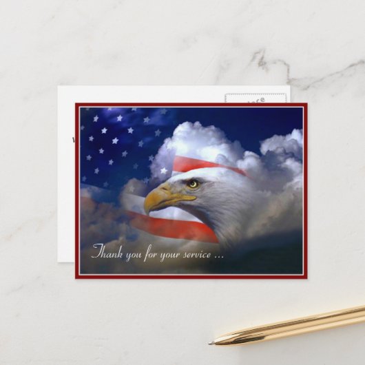 Veterans Day Amerikaanse vlag en adelaar ansichtka Briefkaart (Voorkant / Achterkant in situ)