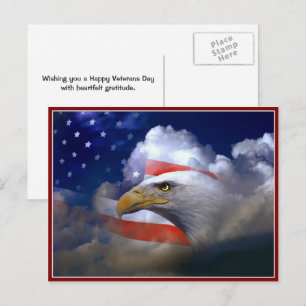 Veterans Day Amerikaanse Vlag en Adelaar Ansichtka Briefkaart