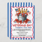 Veterans Day Invitation | Crawfish & Beer Party Kaart (Voorkant / Achterkant)