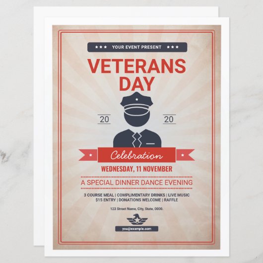 Veterans Day Invitation Flyer Sjabloon (Voorkant / Achterkant)
