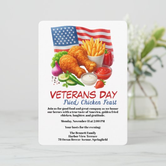 Veterans Day Invitation | Fried Chicken Feast (Debout devant)