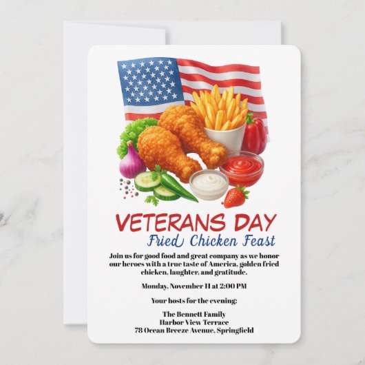 Veterans Day Invitation | Fried Chicken Feast Kaart (Voorkant)
