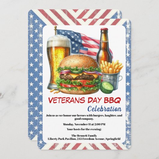 Veterans Day Invitation | Honoring Heroes BBQ (Devant / Derrière)