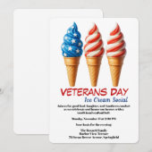 Veterans Day Invitation | Ice cream social party (Devant / Derrière)