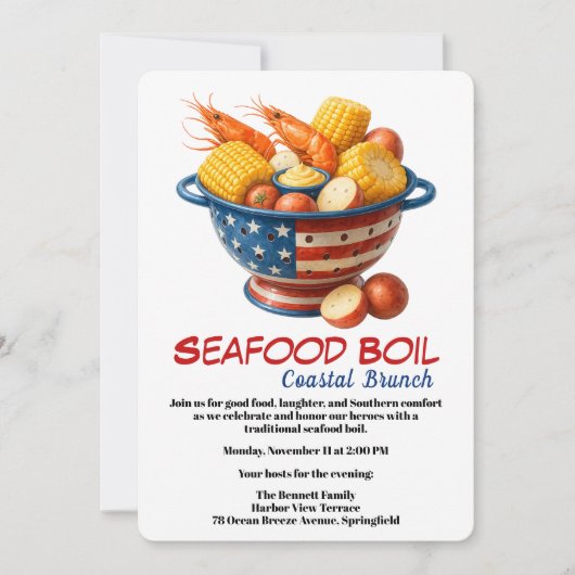 Veterans Day Invitation | Seafood Boil Celebration (Devant)