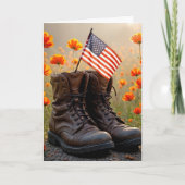 Veterans Day Military Combat Boots and Flag Kaart (Voorkant)