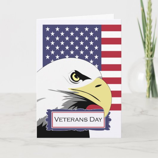 Veterans Day Patriotic Theme, Eagle en U.S. Flag Kaart (Voorkant)