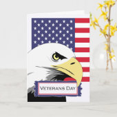 Veterans Day Patriotic Theme, Eagle en U.S. Flag Kaart (Gele Bloem)