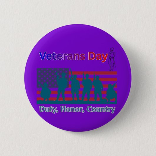 Veterans day purple ronde button 5,7 cm (Voorkant)