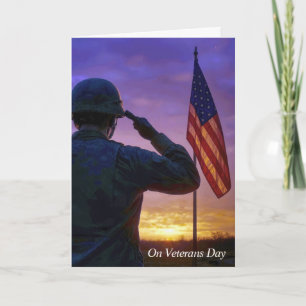 Veterans Day Saluerende Amerikaanse Soldaat Kaart