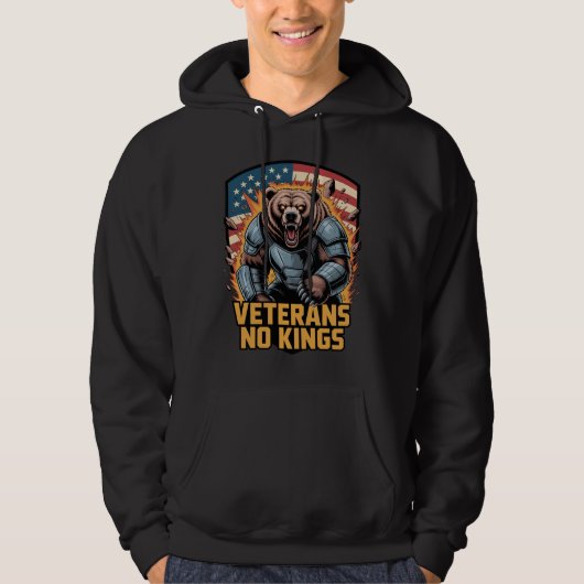 Veterans No Kings Graphic Bear Hoodie (Voorkant)