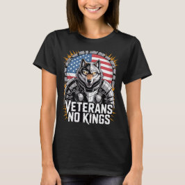 Veterans No Kings Wolf Design for Proud Military T-shirt