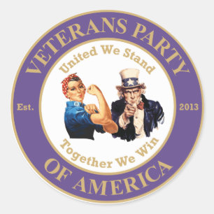 Veterans Party of America Circle Logo Sticker Lg.