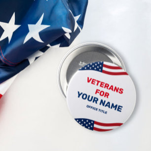 Veterans voor Custom Candidate Name Campaign Butto Ronde Button 7,6 Cm