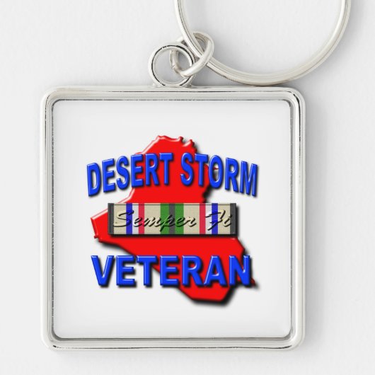 Veteranservicelint voor woestijn-Storm, semper-Fi Sleutelhanger (Voorkant)