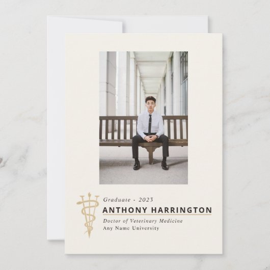 Veterinair Afstuderen Black Gold-symbool Aankondiging (Voorkant)
