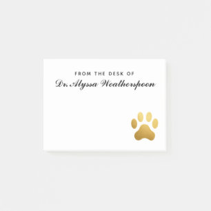 Veterinair Faux Gold Foil Pawprint Personated Post-it® Notes