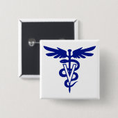 veterinair logo 4 vierkante button 5,1 cm (Voorkant /achterkant)