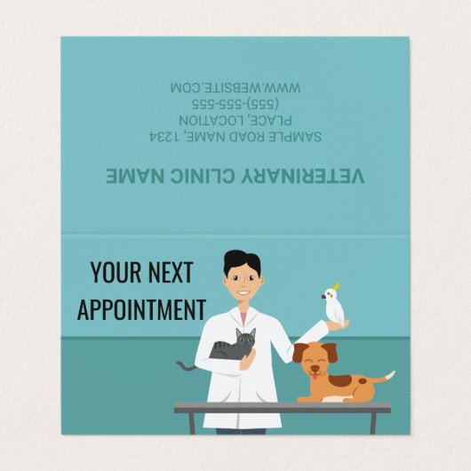 Veterinair Man en Dieren - Klantenbenoeming Visitekaartjes (Buitenkant ongevouwen)