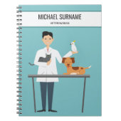 Veterinair Man met dieren en aangepaste tekst Notitieboek (Voorkant)
