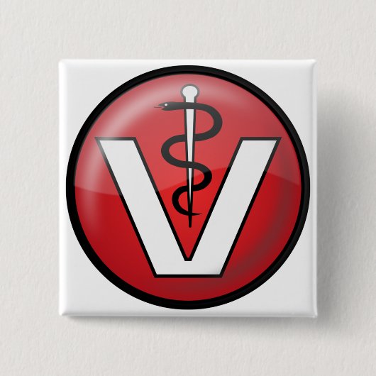 Veterinair medisch symbool vierkante button 5,1 cm (Voorkant)