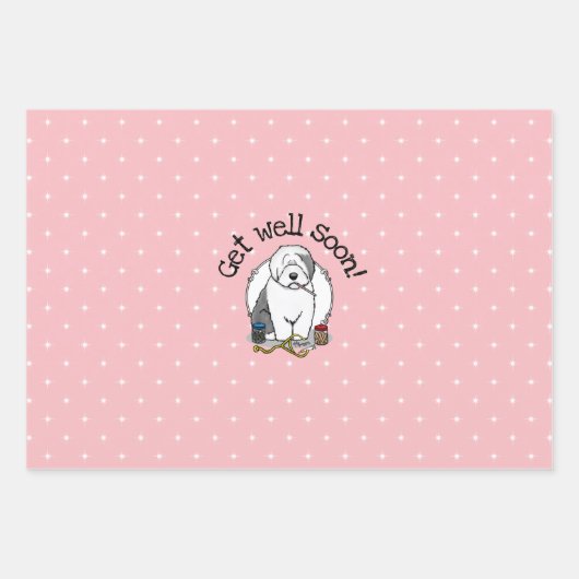 Veterinair oud Engels Sheepdog Cute Get Good Inpakpapier Vel (Voorkant 3)