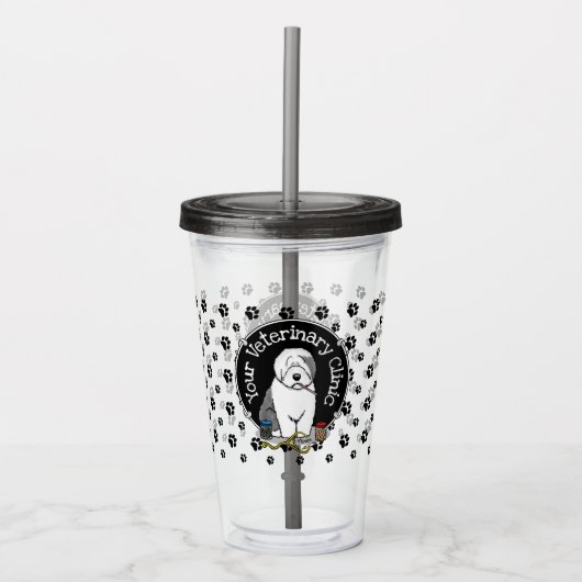 Veterinair Oud Engels Sheepdog Gray 1 Cute Vet Acryl Drinkbeker (Voorkant)