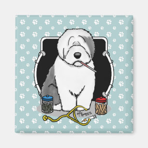 Veterinair Oud Engels Sheepdog Gray 1 Cute Vet Magneet