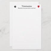 Veterinair - Paw Prints op mijn hart #2 Briefpapier (Voorkant / Achterkant)