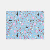 Veterinair technicus Pattern Blue Fleece Deken (Voorkant (Horizontaal))