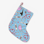 Veterinair technicus Pattern Blue Kleine Kerstsok (Voorkant (Hangend))