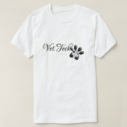 Veterinair technicus Vet Tech Cross en Paw T-shirt (Design voorkant)