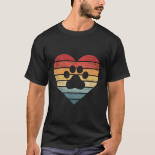 Veterinair Vet Tech Retro Sunset Paw Print Dog C T-shirt