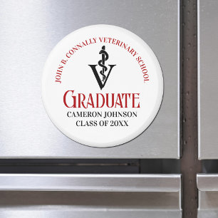 Veterinaire Caduceus Custom Red Black Afstuderen Magneet