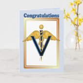 Veterinaire Caduceus - Gefeliciteerd Kaart (Gele Bloem)