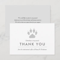 Vétérinaire | Carte de remerciements plat Empreint