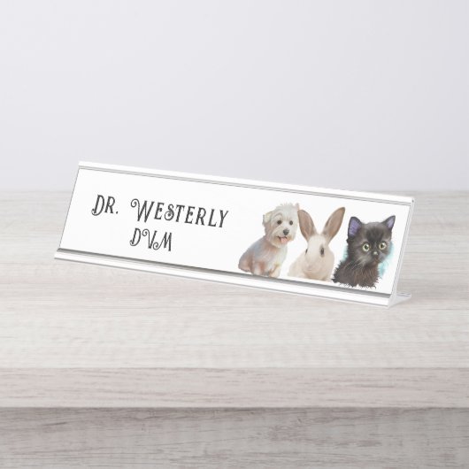 Vétérinaire DVM Chien Chat Lapin Bureau Nom Plaque (Devant)